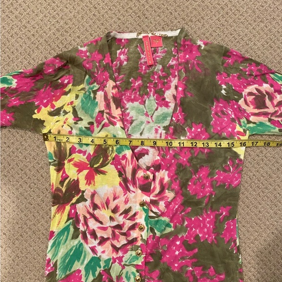 Charlotte Tarantola Floral Button-Down Cardigan Size S - Picture 9 of 11